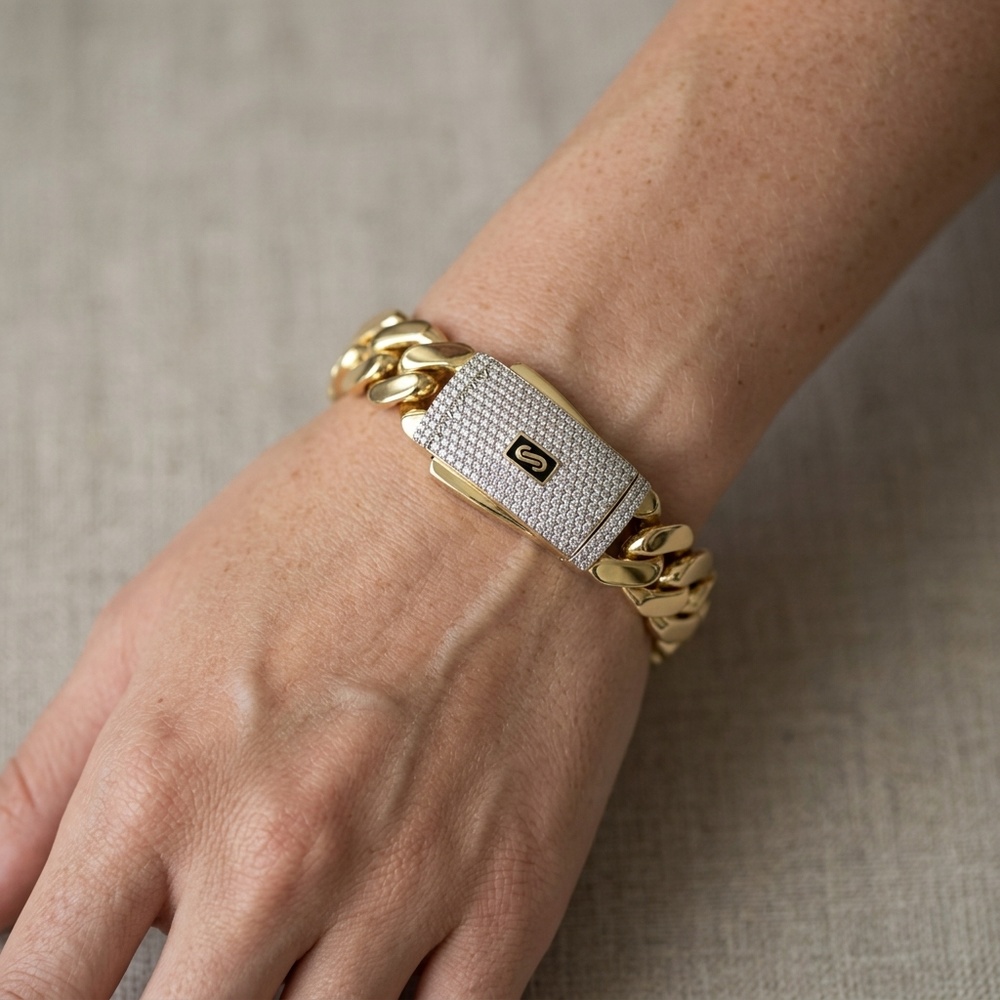 Pulsera de Oro 10K de 24.6 g, talla 15.5 mm — Maxi Gold, referencia MG-PU-10K-0006