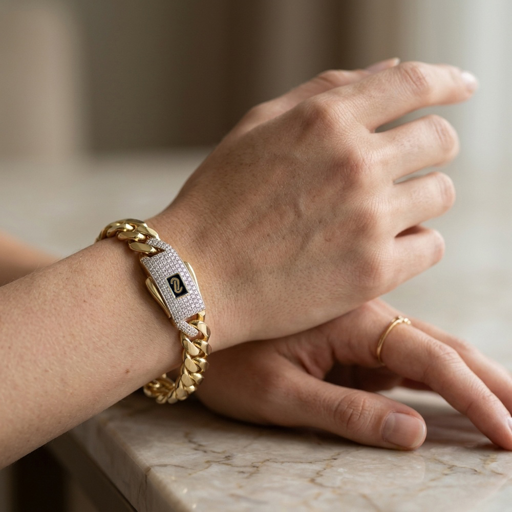 Pulsera de Oro 10K de 12.9 g, talla 21 cm · 9.5 mm — Maxi Gold, referencia MG-PU-10K-0103
