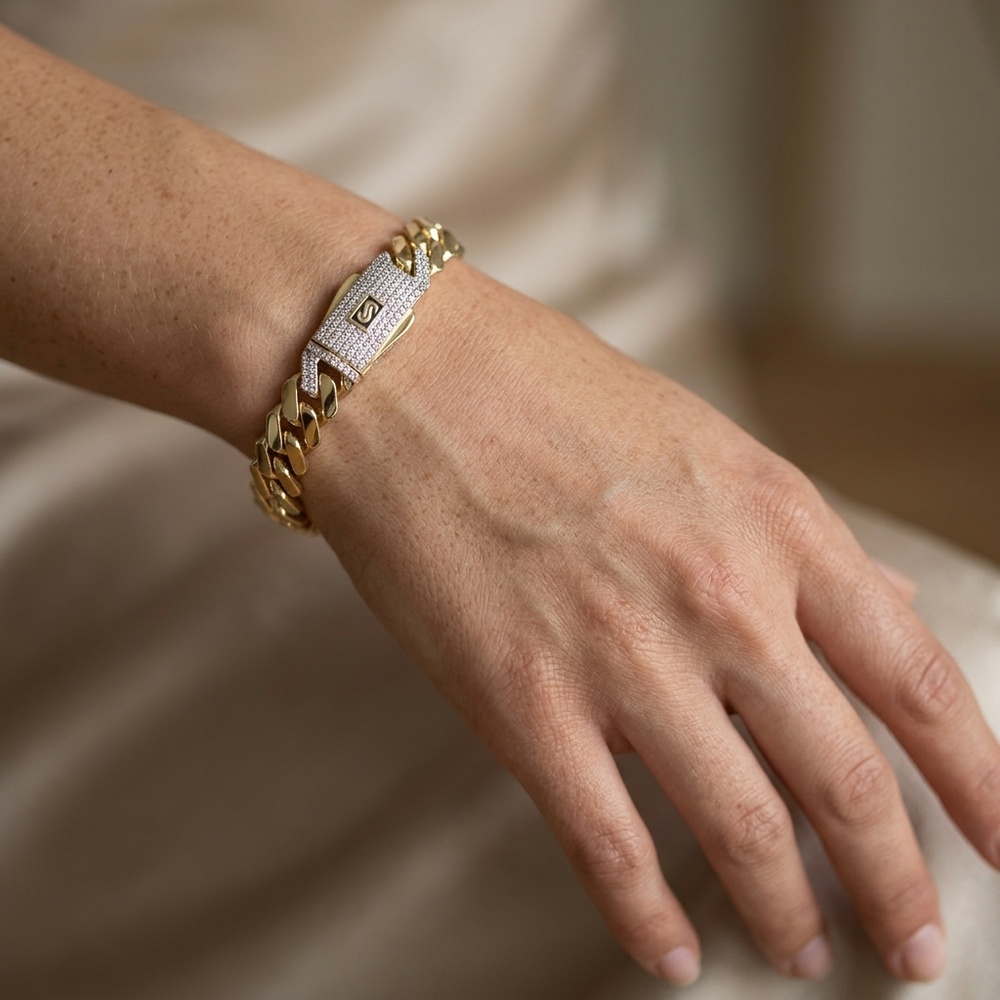 Pulsera de Oro 10K de 10.2 g, talla 21 cm · 8 mm — Maxi Gold, referencia MG-PU-10K-0105