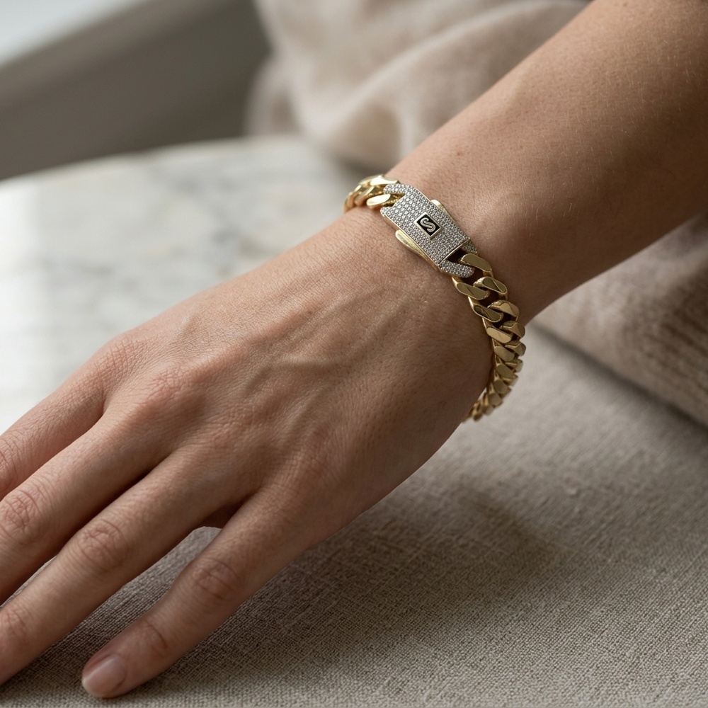 Pulsera de Oro 10K de 8.8 g, talla 18 cm · 8 mm — Maxi Gold, referencia MG-PU-10K-0106