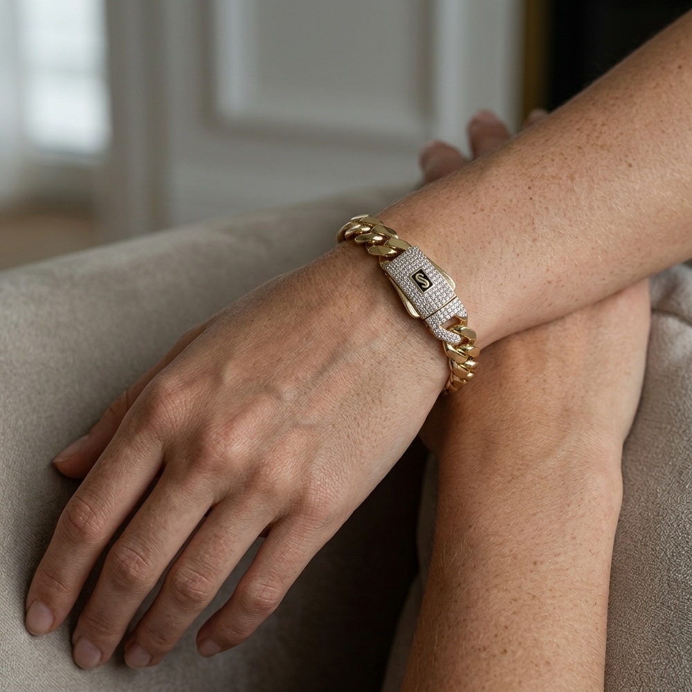 Pulsera de Oro 10K de 8.7 g, talla 17.5 cm · 8 mm — Maxi Gold, referencia MG-PU-10K-0107