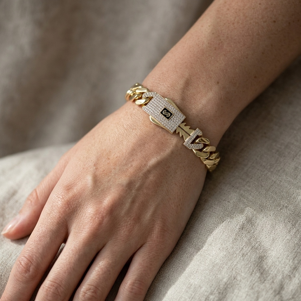Pulsera de Oro 10K de 12.8 g, talla 21 cm · 9.5 mm — Maxi Gold, referencia MG-PU-10K-0110