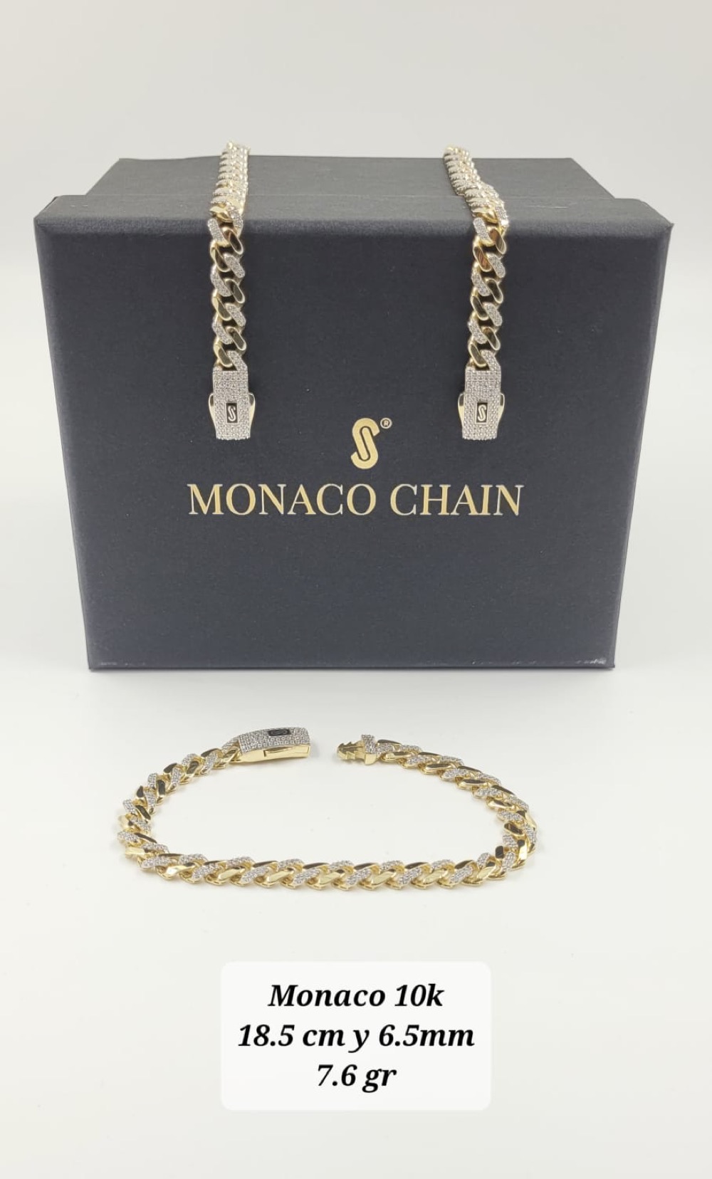 Pulsera de Oro 10K de 7.6 g, talla 18.5 cm · 6.5 mm — Maxi Gold, referencia MG-PU-10K-0124