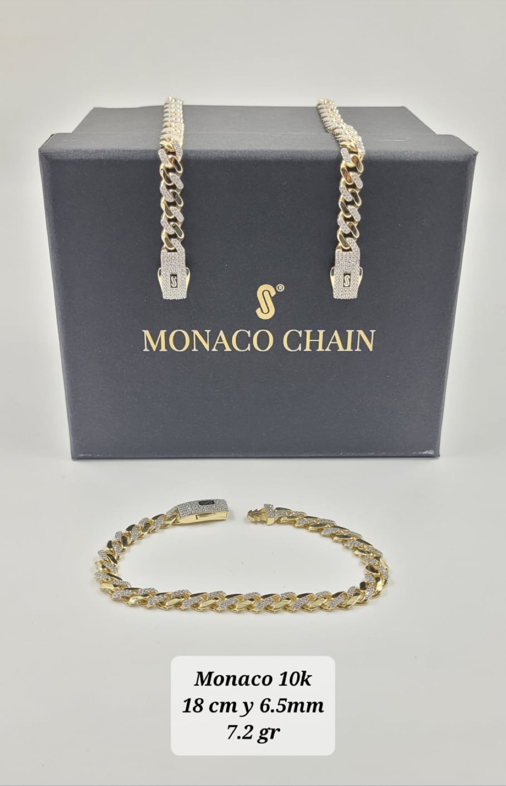Pulsera de Oro 10K de 7.2 g, talla 18 cm · 6.5 mm — Maxi Gold, referencia MG-PU-10K-0125
