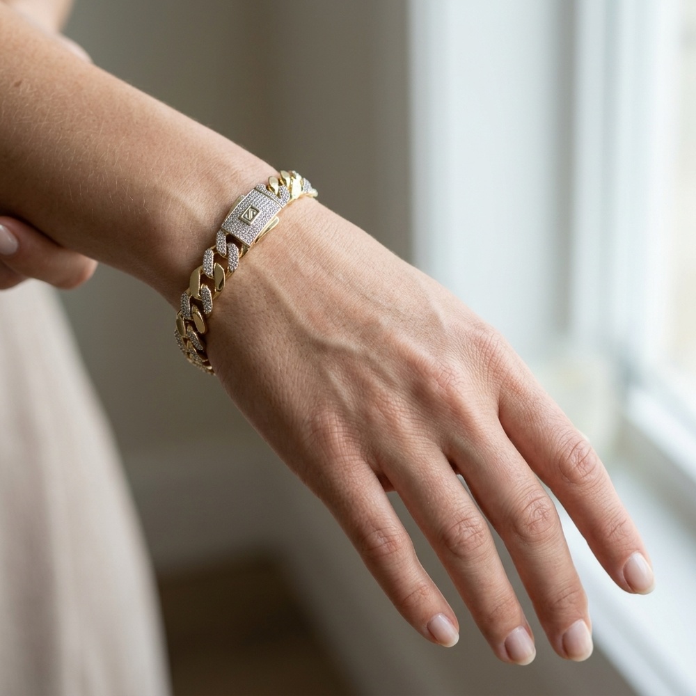 Pulsera de Oro 10K de 15.3 g, talla 21 cm · 9.5 mm — Maxi Gold, referencia MG-PU-10K-0126