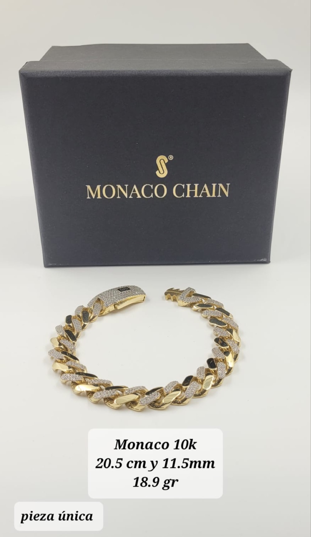 Pulsera de Oro 10K de 18.9 g, talla 20.5 cm · 11.5 mm — Maxi Gold, referencia MG-PU-10K-0127