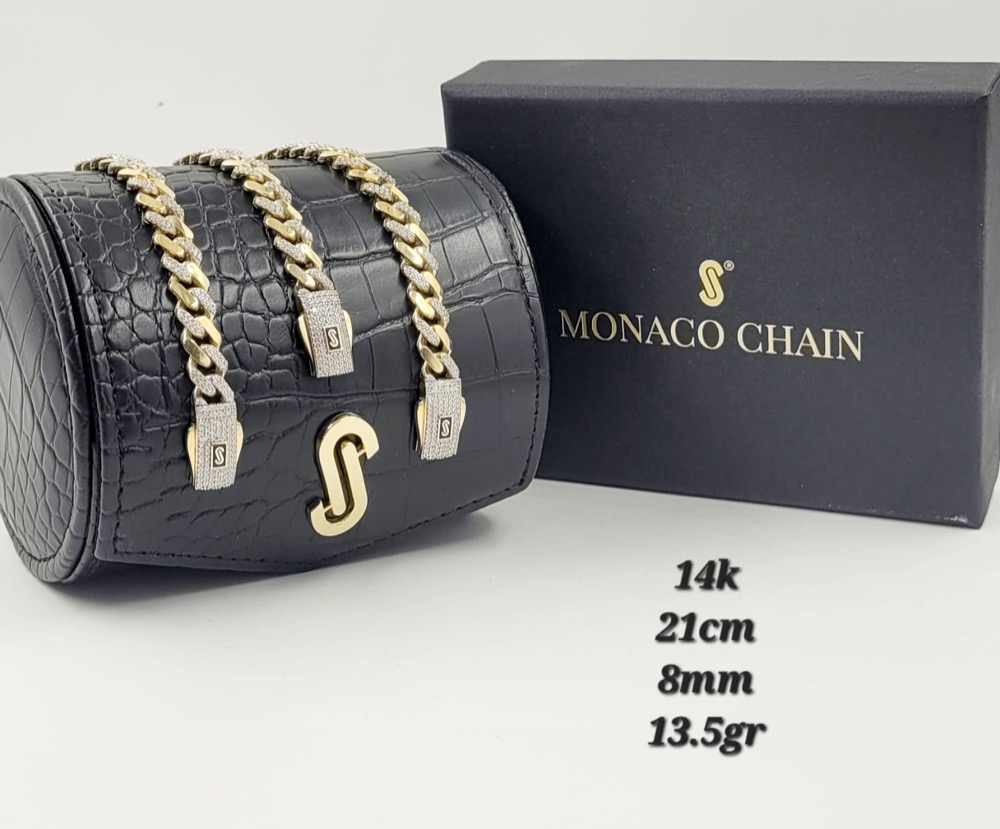Pulsera de Oro 14K de 13.5 g, talla 21 cm · 8 mm — Maxi Gold, referencia MG-PU-14K-0091