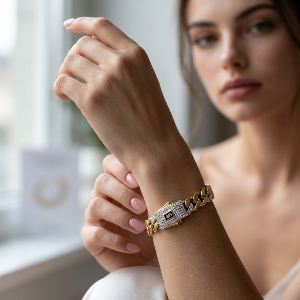 Pulsera de Oro 14K de 9.6 g, talla 19 cm · 8 mm — Maxi Gold, referencia MG-PU-14K-0109
